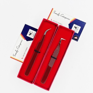 Pince à épiler professionnelle Somofy Enterprises 90 degrés en acier inoxydable brun foncé à pointe lisse 10 mm pour extensions de cils - Product Image 5