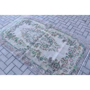 Tapis, 4x6,5 pieds, tapis vintage, tapis en patchwork vert, laine - Product Image 4