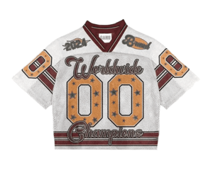 Nouvel arrivage de maillot de football américain rétro en polyester de luxe Boxy Fit à épaules tombantes graphique vintage à sublimation - Product Image 1