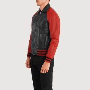 Chaqueta Bomber de piel de oveja auténtica para hombre con cuello levantado-Estilo de moto informal impermeable y resistente al viento - Product Image 2