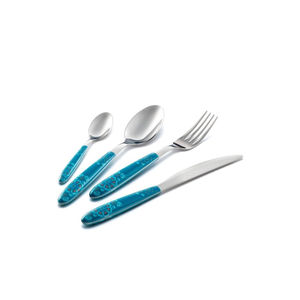 Ensemble de couverts en acier inoxydable plaqué argent à poignée en résine noire design personnalisé pour usage quotidien - Product Image 2