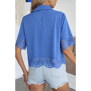 Blusa de Mujer Jane's, Manga Corta, Cuello con Botones, Estilo Dubái - Blusa Elegante e Informal para Uso Diario, Modelo 31795 - Product Image 4