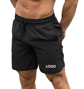 Pantalones cortos para correr de algodón 100% para hombre, transpirables de verano sólidos con cintura elástica hasta la rodilla, decoración con patrón, bolsillos teñidos lisos - Product Image 5