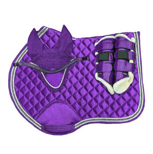 Ensemble de 4 tapis de selle d'équitation personnalisables de haute qualité, doublure en tissu confortable, équipement d'équitation durable, noir - Product Image 5