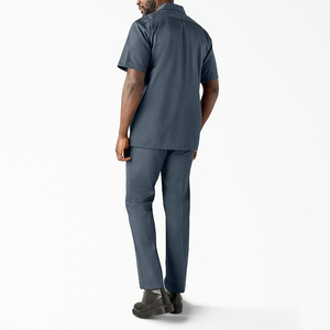 Ensemble de vêtements de travail unisexe, chemise à manches courtes et pantalon de couleur unie, viscose/polyester, respirant, style décontracté, printemps - Product Image 2