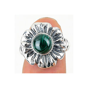 925 argent Sterling massif de qualité supérieure Malachite pierres précieuses à la main mariage bijoux fins anneaux - Product Image 2