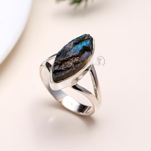 925 Solid Sterling Silver Blue Labradoride Druzy Gemstone Ring <b>Handmade</b> <b>Jewelry</b> Semiprecious Natural Healing Gemstone Ring - Product Image 2
