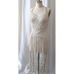Loose Silhouette Macrame Goddess <b>Dress</b> Bohemian Bride Festival <b>Dress</b> with Natural Waistline - Product Image 1