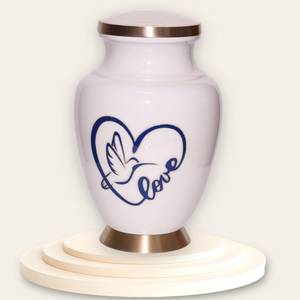 Urnes funéraires de crémation Lovely Cardinal Love Sign Design Grande taille 26 cms de haut Urne blanche - Product Image 6