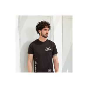 100% maglia di cotone realizzata in italia girocollo manica corta estate nero t-shirt da uomo Design solido con motivo - Product Image 1