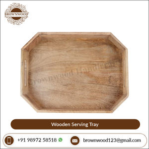 Élégant plateau de service octogonal en bois d'acacia fait à la main, parfait pour la maison, la table à manger, la cuisine, le fournisseur indien. - Product Image 4