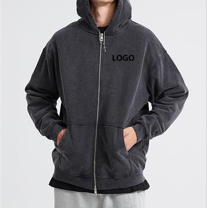 Sudaderas con Capucha Personalizadas con Logotipo OEM para Hombre, Sudaderas Reversibles con Cremallera, 100% Algodón Peinado, Felpa Francesa, Sudadera Lisa con Cremallera - Product Image 1