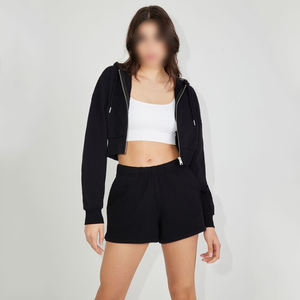 Vêtements de rue décontractés bonne vente vêtements d'extérieur de la plus haute qualité ensemble sweat à capuche et short en coton pour femmes - Product Image 1