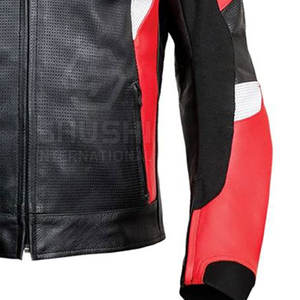 Chaqueta de carreras de Cardura personalizada, chaqueta de moto de invierno para hombre con logotipo frontal de cuello levantado de cuero genuino, transpirable, ecológica - Product Image 6
