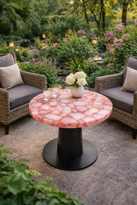 Mesa de Noche de Resina Epoxi y Ágata Rosa Ecológica de Lujo, Hecha a Mano por Diseñadores, para Decoración Moderna del Hogar, Regalo de Diwali/Bautizo - Product Image 2