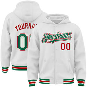 Chaqueta universitaria blanca personalizada con capucha, mangas blancas OEM estilo Letterman ropa de calle unisex al por mayor bajo MOQ proveedor duradero - Product Image 1