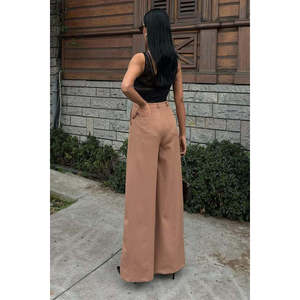 กางเกงขายาวทรงปาลาซโซเอวสูงผ้าเครปกันยับ รุ่น 0080 ทรงขากว้าง - Product Image 2