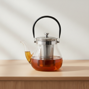 Théière en verre borosilicate résistant à la chaleur de qualité supérieure, style nordique, 1000 ml, avec poignée en plastique et couvercle en acier inoxydable 3306315-1.0 - Product Image 2