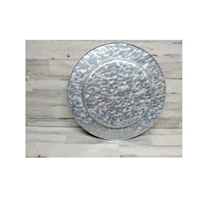 Placas de metal galvanizadas redondeadas Placas de cargador vintage Boda Construcción robusta Uso diario Vajilla segura - Product Image 5