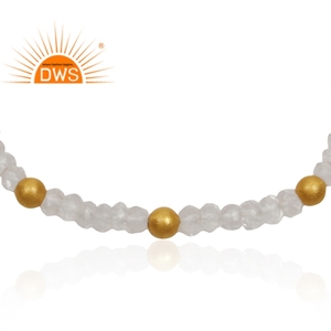 Best Selling 925 Sterling Silver 18K Gold Plated Natural Crystal Quartz <b>Gemstone</b> <b>Bracelet</b> Bangle Custom Jewelry Manufacturer - Product Image 2