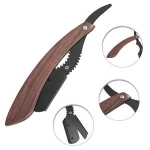 Maquinillas de afeitar con mango de madera Maquinilla de afeitar profesional de acero inoxidable de una sola hoja Barbero Straight Edge Razor - Product Image 2