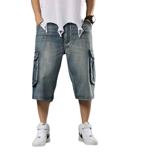 Short en jean personnalisé pour hommes, streetwear d'été décontracté avec look délavé et coupe confortable - Product Image 5