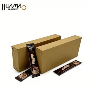 Caja de Papel Kraft Ecológica Huamao con Fondo Automático, Caja de Empaque Personalizada Impresa para Palitos de Café, Palitos de Jugo en Polvo, Barras de Proteína - Product Image 1