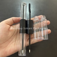 ISMAN Contenant Double Rond Transparent Noir 10ML pour Gloss à Lèvres Vide 2-en-1, Tube de Mascara, Bouteille d'Eyeliner, Emballage Cosmétique
