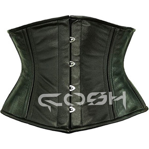 <b>Corsets</b> <b>Underbust</b> Steelboned Extreme Curvy Black Leather Waspie <b>Corset</b>, Heavy Duty Gothic <b>Corset</b> Exporter From Pakistan - Product Image 1