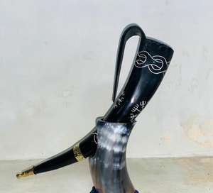 Authentic Medieval Inspired 650ml Natural Viking Cup Drinking Horn Eco-Friendly Polished Home <b>Party</b> <b>Decoration</b> for Groom's Man - Product Image 2