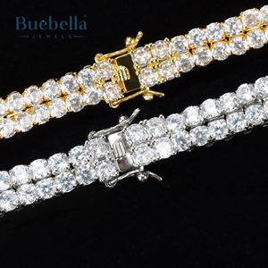 8mm 18K Yellow Gold 925 Sterling Silver VVS Moissanite Diamond Double Row Tennis Bracelet for <b>Men</b> - Product Image 2