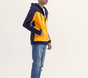 Sudadera con capucha y cremallera con logotipo personalizado, ropa de calle de dos tonos a la moda para hombres y mujeres - Product Image 3