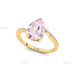 แหวนอัญมณีมอร์แกไนท์สีชมพูทอง14K แหวนหมั้นเพชรธรรมชาติแหวนแต่งงานออกแบบอย่างสวยงามแหวนเครื่องประดับชั้นดี - Product Image 3