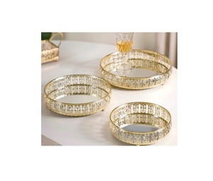 Customized Eco-Friendly Durable Copper Hammered Fancy Handmade Serving <b>Tray</b> <b>Table</b> Top Custom Shape Gold Tea Coffee Platter - Product Image 3