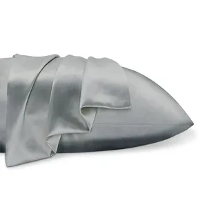 Taie d'<span class=keywords><strong>oreiller</strong></span> en soie de mûrier 100% couleur unie, faite à la main, 22 Momme, fermeture enveloppe - Product Image 4