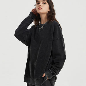 Alta calidad calle personalizada 100 algodón cuello redondo Oversize Wash hombres sudadera venta al por mayor sudaderas con capucha para mujeres - Product Image 3