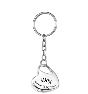<b>Dog</b> Metal Family in Heart Stainless Steel <b>Memorial</b> Keepsake Urn Keychain for Ashes Cremation Jewelry Custom Size - Product Image 3