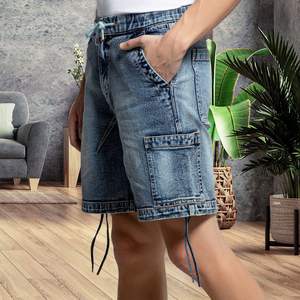 กางเกงขาสั้นผ้ายีนส์ของผู้ชายมีกระเป๋าคู่ระบายอากาศได้ดีปักลาย - Product Image 2