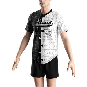 Uniforme de maillot de baseball pour hommes adultes personnalisé imprimé par transfert de chaleur respirant séchage rapide 100% polyester - Product Image 5
