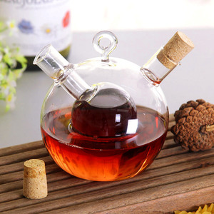 Cruet à huile et vinaigre <span class=keywords><strong>en</strong></span> verre à double compartiment de 300 ml avec bouchons <span class=keywords><strong>en</strong></span> liège, distributeur de cuisine 2 <span class=keywords><strong>en</strong></span> 1 - Product Image 4