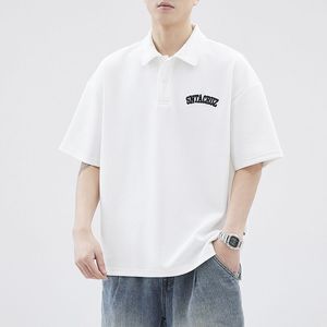 เสื้อโปโลผู้ชายรุ่นเฮฟวีเวตพาวเวอร์เสื้อยืดครึ่งแขนลำลองทรงหลวมสไตล์อเมริกันไซส์ใหญ่พิเศษ - Product Image 5