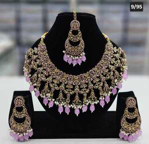 Conjunto de joyería nupcial de lujo de fabricante indio, collar étnico tradicional, pendientes y Mangtika, conjunto para mujer, diseño de moda - Product Image 6