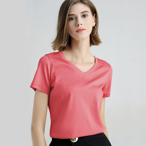 Camisetas de cuello en V con estilo premium para mujer Camisetas suaves y cómodas con cuello en V para mujer Camisetas transpirables OEM/ODM Fabricante - Product Image 2