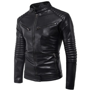 Chaqueta de cuero estilo motorista de alta calidad para hombre, nueva tendencia con lana, tela de lona bordada, decoración de bolsillo de piel - Product Image 3