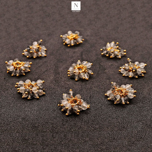 Cuentas de racimo de piedras preciosas rutiladas de 12mm hechas a mano, colgantes de diamantes chapados en oro, patrón de números, Conector de encanto facetado, joyería - Product Image 4