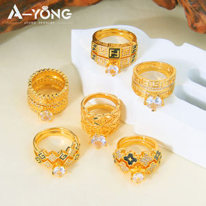 خواتم زفاف فاخرة عالية الجودة من الزركونيا قابلة للتكديس، تصميم فريد وعصري مطلي بالذهب عيار 18 قيراط، خاتم خطوبة للأزواج للحفلات - Product Image 6