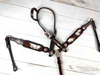 Ensemble d'équipement d'équitation en cuir de vachette véritable souple et naturel, personnalisable, léger, saisonnier, pour selle anglaise