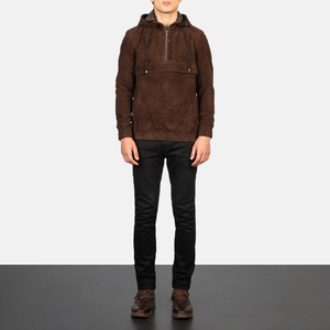 Kenton Men's Hooded Mocha <b>Suede</b> <b>Jacket</b> XL Size Lightweight and Windproof with Feature-Packed Design - Product Image 6