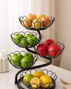 Canasta de Almacenamiento Redonda de Dos Niveles de Latón para Frutas y Verduras, Colgador de Plátanos, Estilo Industrial Art Deco para Bodas - Product Image 6