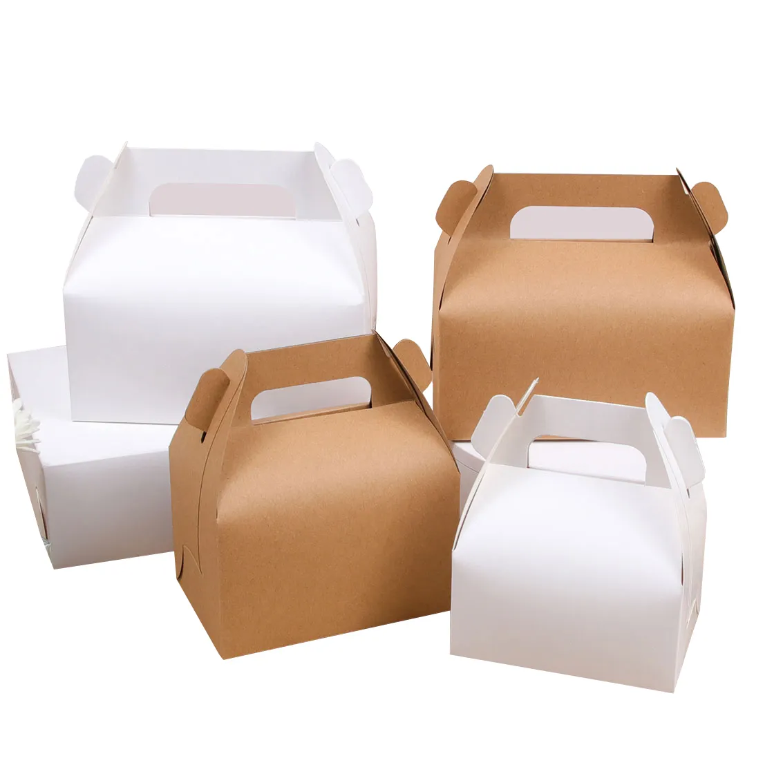 Verpackungs box mit hochwertiger Manterial Kraft Cake Box Gebäck box Dessert Giebel Geschenk Hochzeits karton Anpassbares Logo